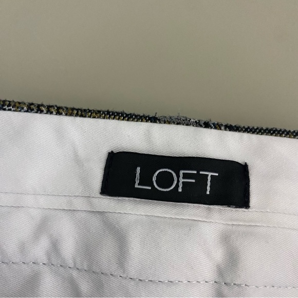 LOFT Hight Waist Curvy Trouser Pants 12 Gray Tan Glen Check Plaid 521626 - Picture 8 of 12
